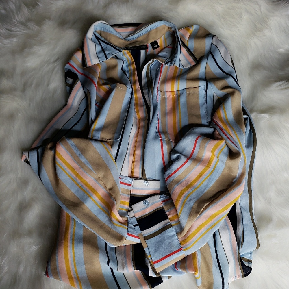 Ny & Co Strip Long Sleeve Shirt